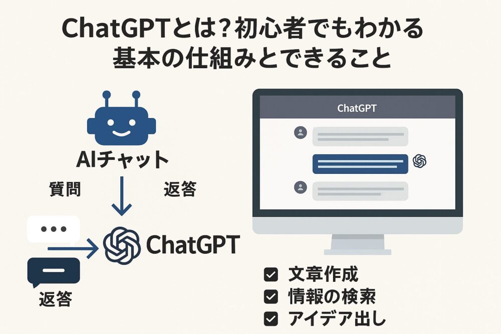 ChatGPTの仕組みやできることを図解でわかりやすく表したイラスト